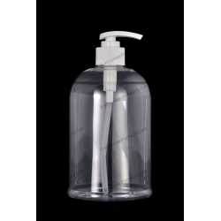550ml Plastic Cosmo Round PET Bottle 28/410 Neck with Lotion Pump for Cosmetics Packaging