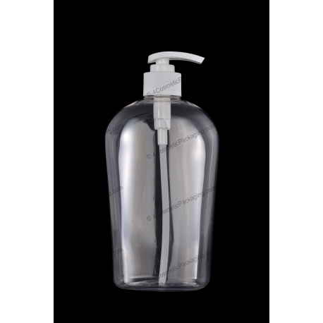 600ml 20oz Plastic PET Bottle 28/410 Neck with Lotion Pump for Cosmetics Packaging