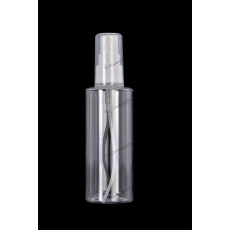 50ml Plastic PET Cylinder Bottle 20/410 Neck with Fine Mist Sprayer for Cosmetics Packaging