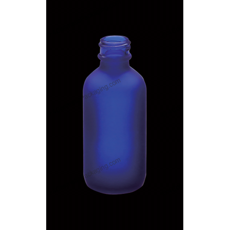 2oz Boston Round Frosted Cobalt Blue Glass Bottle
